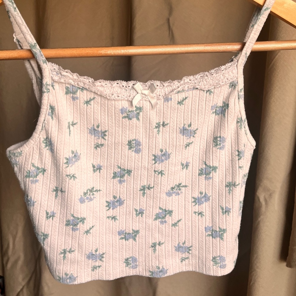 Floral Lace Trim Cami Top